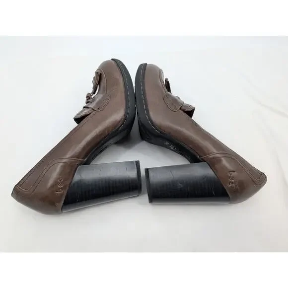 Born BOC Concept High Heel Loafers Tassel Brown Chunky Classic Career Office 7 - Picture 5 of 8